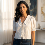 Романтичная блуза Asprin Fashion с объемными рукавами и завязками