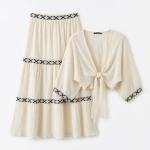 Asprin Fashion Bohemian Two-Piece Set: Tie-Front Crop Top & Tiered Maxi Skirt