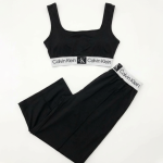 Calvin Klein Two-Piece Lounge Set — CK Logo Bralette & Wide-Leg Pants