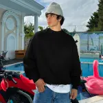 Black Basic Oversized Crew Neck Sweater